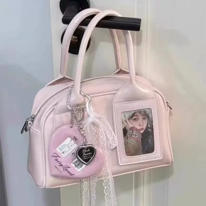 Compact K-pop crossbody bag for petite frames Stylish niche Boston pillow-shaped shoulder bag for women