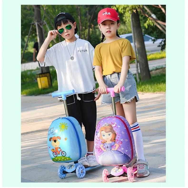 New cute skateboard suitcase scooter children&
