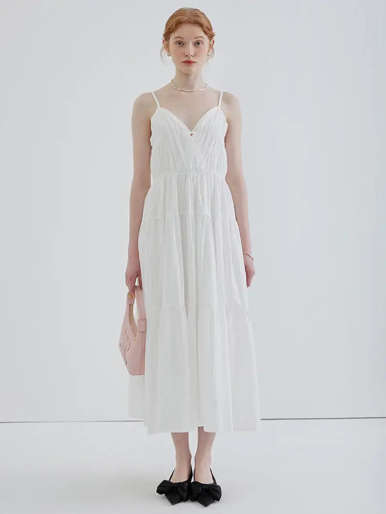 Vacation-style White Camisole Dress, Fairy Summer French High-end Sexy Backless Beach Dress