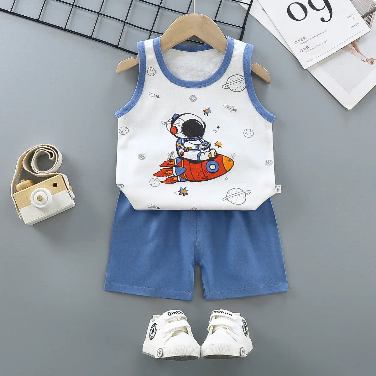 Kids Summer Cotton Vest Set Boys Girls Clothing