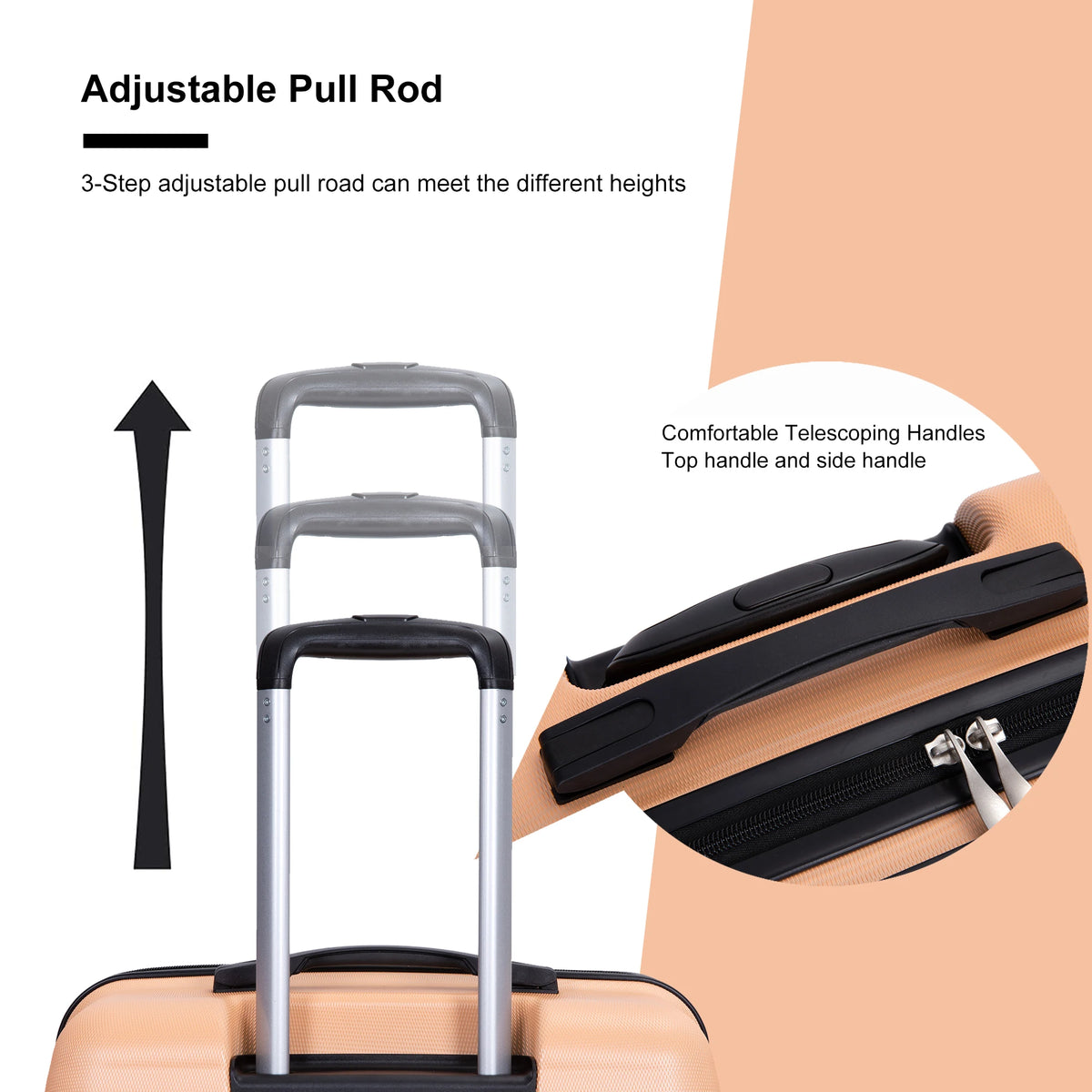 3 Piece Luggage Sets,PC Hardside Suitcase with Expandable,Spinner Wheels, TSA Lock,Carry on Luggage Set