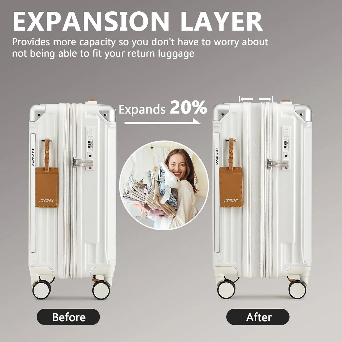 20 Inch Expandable Lightweight Luggage Suitcase Travel