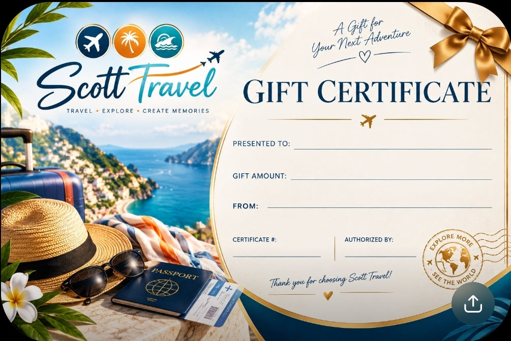 ScottTravel 75 Digital Gift Card For Travel Gifts
