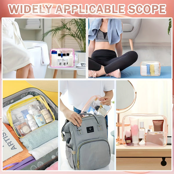 12pcs TSA-Approved Clear Toiletry Bag Set - Waterproof, Quart & Gallon Sizes for Women's Travel Essentials, Portable Airport-Friendly Cosmetic Pouches