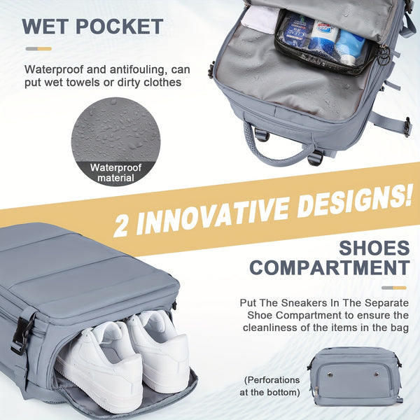[Waterproof Travel Backpack] Waterproof Large Travel Backpack - Carry On Hiking Rucksack for Women Men - Outdoor Sports Daypack Travel Essentials