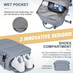 [Waterproof Travel Backpack] Waterproof Large Travel Backpack - Carry On Hiking Rucksack for Women Men - Outdoor Sports Daypack Travel Essentials