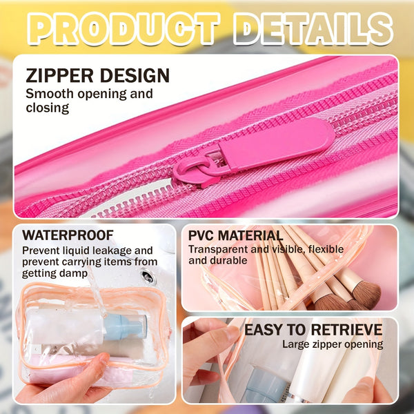 12pcs TSA-Approved Clear Toiletry Bag Set - Waterproof, Quart & Gallon Sizes for Women's Travel Essentials, Portable Airport-Friendly Cosmetic Pouches