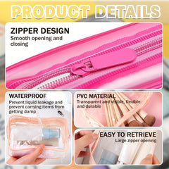 12pcs TSA-Approved Clear Toiletry Bag Set - Waterproof, Quart & Gallon Sizes for Women's Travel Essentials, Portable Airport-Friendly Cosmetic Pouches