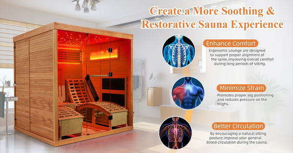 Luxurious 2-Person Infrared Sauna with Recliners, 7-Color Starry Ceiling, 9 Heating Tubes, and Himalayan Salt Panels - Indoor Wooden Sauna for Home Spa Experience