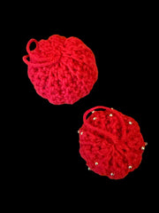 Crochet Christmas Ornaments | Handmade Holiday Baubles | Red Green White Décor | Beaded or Plain | Giftable Tree Decorations