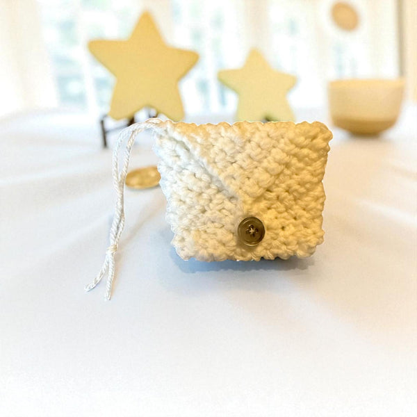 Crochet Gift Card Envelope with Antique Button | Ornament, Gift Bag Decoration,  Hanukkah Gift Holder | Handmade Holiday Accessory