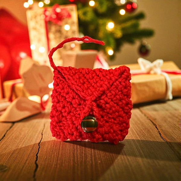 Crochet Gift Card Envelope with Antique Button | Ornament, Gift Bag Decoration,  Hanukkah Gift Holder | Handmade Holiday Accessory