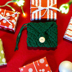 Crochet Gift Card Envelope with Antique Button | Ornament, Gift Bag Decoration,  Hanukkah Gift Holder | Handmade Holiday Accessory