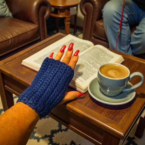 Crochet Hand Warmers | Fingerless Gloves | Red Blue Purple Pink | Cozy Wrist Warmers | Handmade Winter Gift | White Trim Option