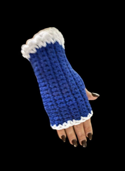 Crochet Hand Warmers | Fingerless Gloves | Red Blue Purple Pink | Cozy Wrist Warmers | Handmade Winter Gift | White Trim Option