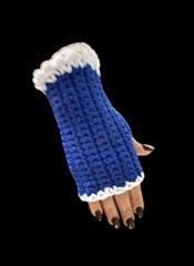 Crochet Hand Warmers | Fingerless Gloves | Red Blue Purple Pink | Cozy Wrist Warmers | Handmade Winter Gift | White Trim Option