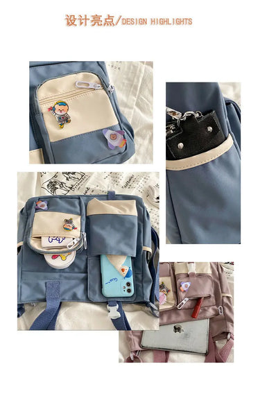 Nylon Waterproof Canvas Women Handbags Shoulder Bag Japanese Ladies Messenger Bag Student School Crossbody Bags for Girl Satchel