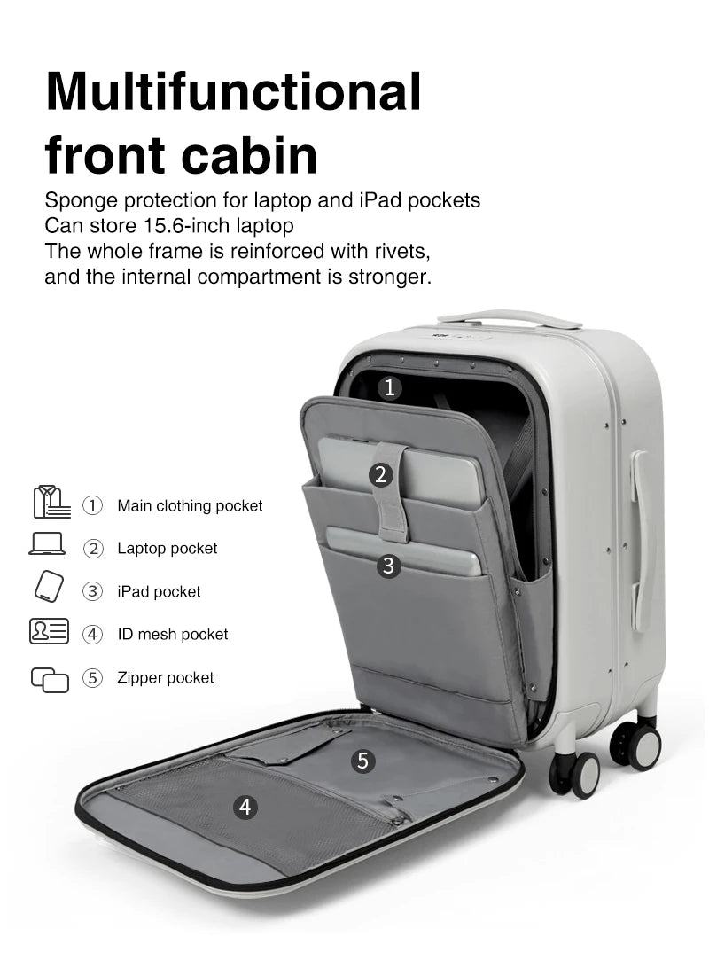Aluminum Frame Carry On Rolling Luggage Suitcase