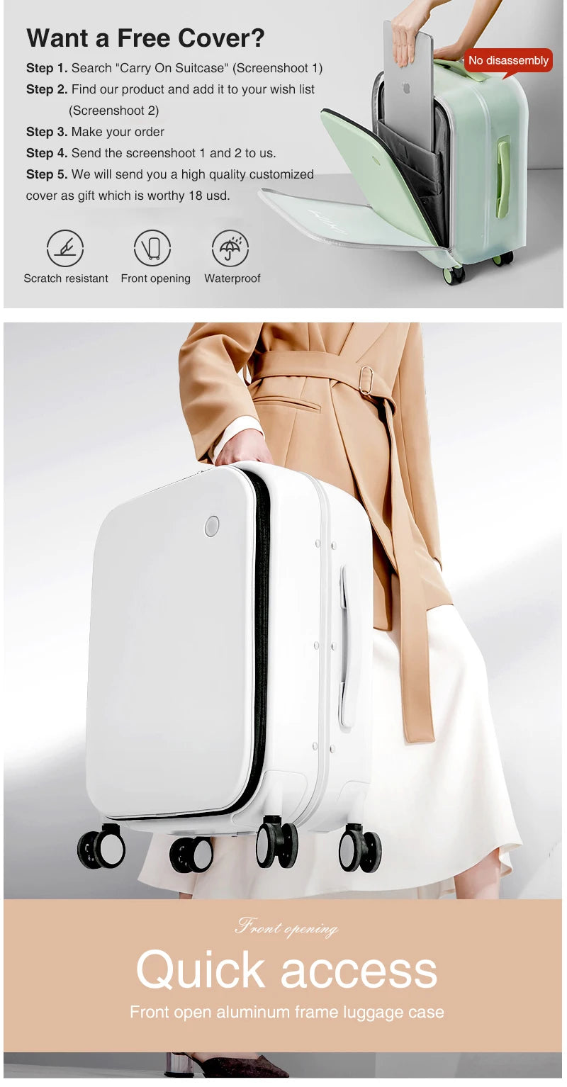 Aluminum Frame Carry On Rolling Luggage Suitcase