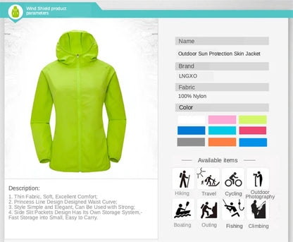 Camping Rain Jacket Waterproof Windbreaker Outdoor Coat
