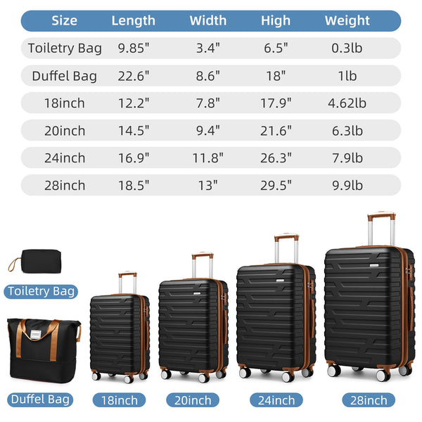 Hot Selling ABS Luggage Set 6 Pieces Hardside Expandable Suitcases with Spinner Wheels TSA LockTravel Carry on for Women