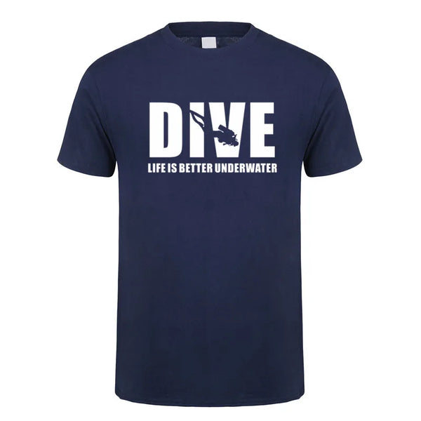 Scuba Dive T Shirt Men Cotton Summer Fashion Diver Man Tees Short Sleeve Diving T-shirts Tops