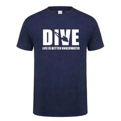 Scuba Dive T Shirt Men Cotton Summer Fashion Diver Man Tees Short Sleeve Diving T-shirts Tops