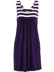 Fashion striped dress  summer dress  loose simple sleeveless dress women's clothing
