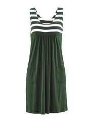 Fashion striped dress  summer dress  loose simple sleeveless dress women's clothing