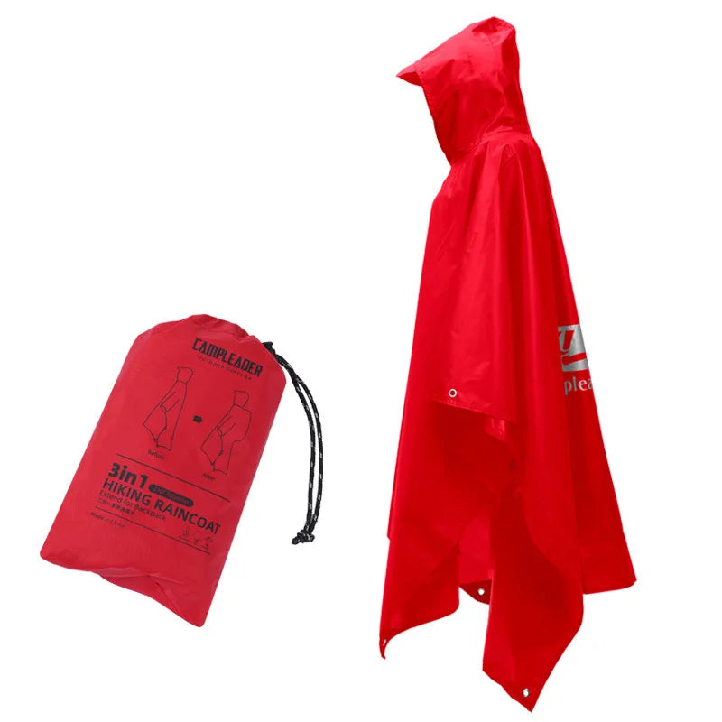 3 In 1 Waterproof Rain Poncho for Hiking and Camping