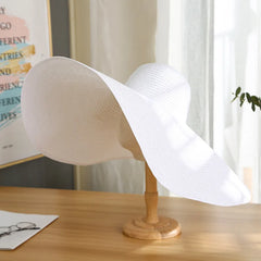 Summer Large Wide Brim Foldable Sun Hats For Women Oversized Sun Shade Hat Travel Straw Hat Lady UV Protection Beach Hat