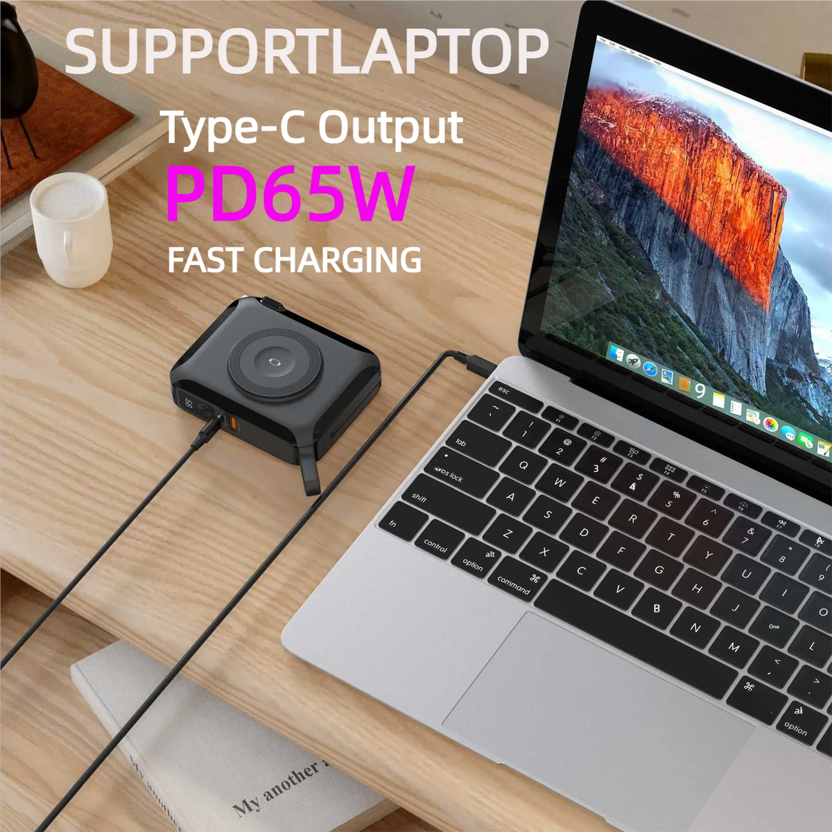 65W Magnetic Wireless Travel Charger Power Bank with Plug