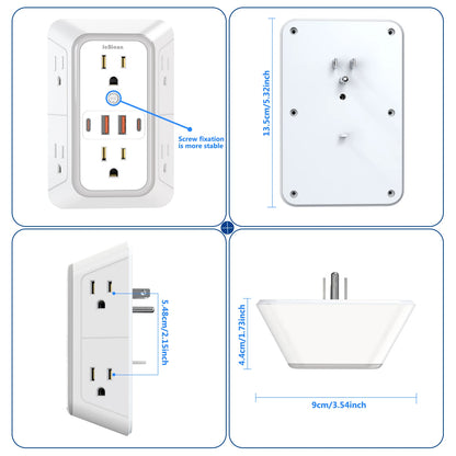 US Multi Socket Wall Outlet Power Strip With USB
