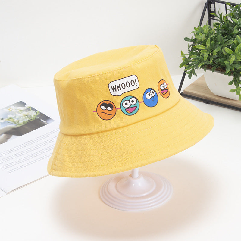 Korean Cartoon Kids Bucket Hat with Windproof Strap