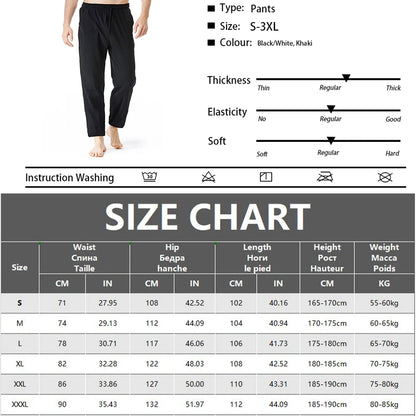 Men Lightweight Summer Casual Pants Breathable Loose Trouser