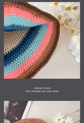 Ins Cute Cartoon Contrasting Color Knitted Bucket Hats Men Spring and Autumn Travel Photo Fashion Versatile Sweet Woman's Cap