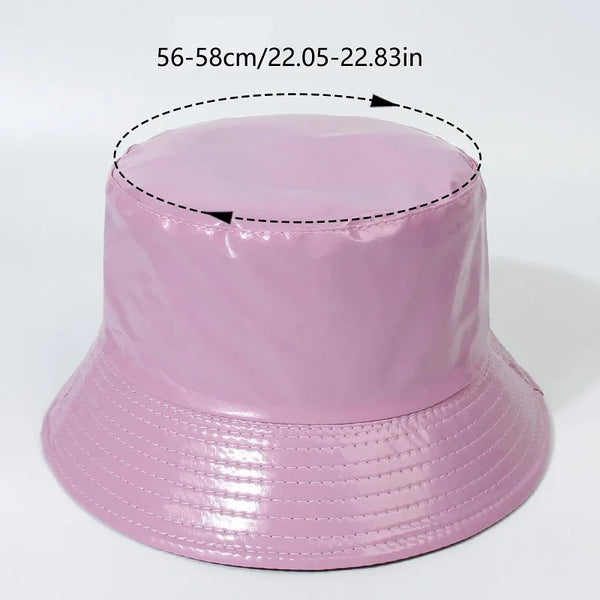 Fashion Shiny Hip-Hop Bucket Hat for Women Men PU Leather Waterproof Panama Cap Summer Fisherman Cap Bob Sun Hat Fishing Cap