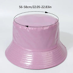Fashion Shiny Hip-Hop Bucket Hat for Women Men PU Leather Waterproof Panama Cap Summer Fisherman Cap Bob Sun Hat Fishing Cap