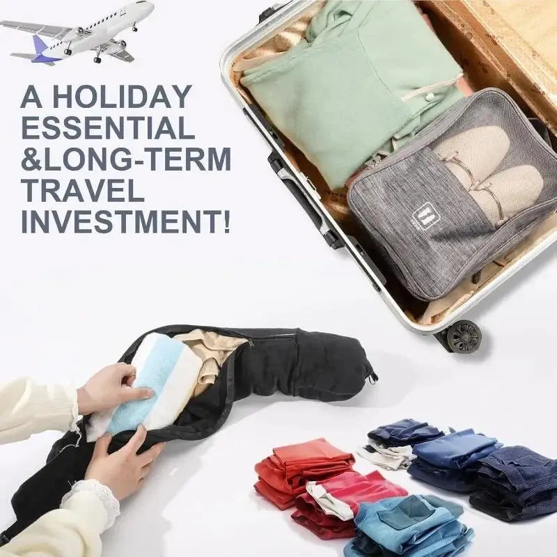 2 in 1 Travel Neck Pillow with Clothing Storage Bag