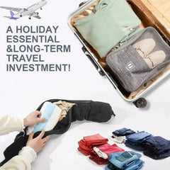 2-in-1 Travel Neck Pillow with Clothing Storage Bag – Soft U-Shaped Headrest, Fillable & Waterproof for Airplane Comfort