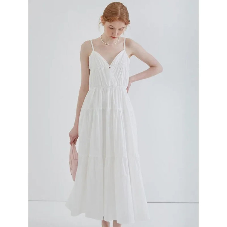 Vacation-style White Camisole Dress, Fairy Summer French High-end Sexy Backless Beach Dress