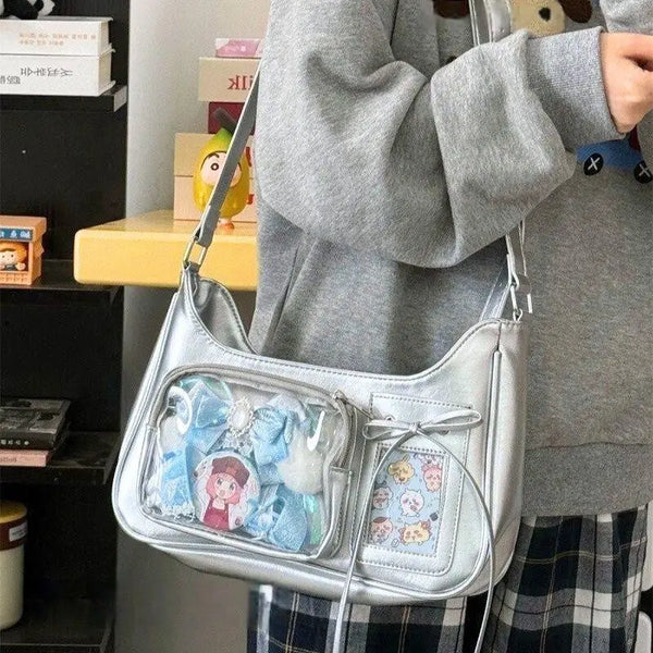 New Transparent Ita Bag School Crossbody Handbag Korean Y2K Pain Shoulder Bag Japanese Designer Preppy Handbag Zippered Bag
