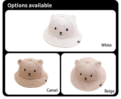 Cute Bear Baby Bucket Hat with Ears Cotton Sun Cap