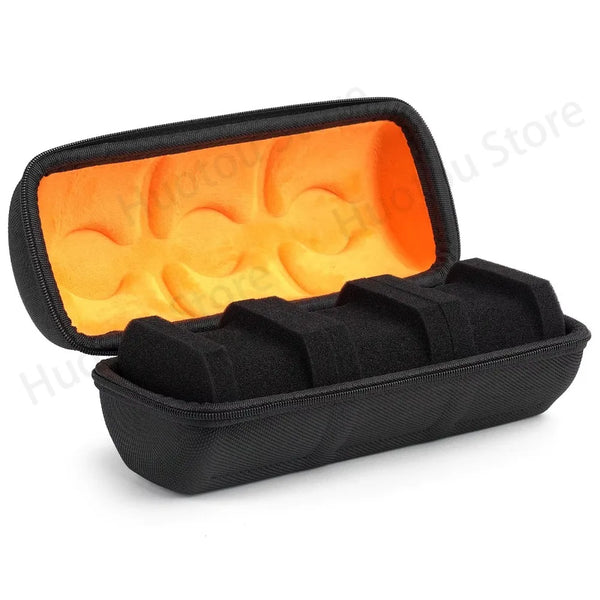 Travel Watch Case for 3 Watches - Durable Nylon Exterior, Secure Clip-On Closure, Elegant Black Display Storage Box