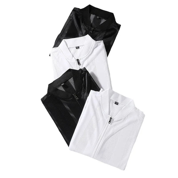 Lightweight Sun Protection Clothing Men's Summer Casual Collar Hollow Breathable Coat Outdoor UV Riding Fishing Skin Windbreaker
