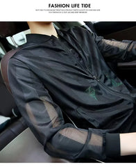Lightweight Sun Protection Clothing Men's Summer Casual Collar Hollow Breathable Coat Outdoor UV Riding Fishing Skin Windbreaker