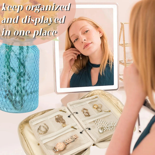Travel Jewelry Organizer Case,Jewelry Bags Jewelry Storage Book Binder with Clear Zipper Velvet Pouch for Traveling,Earrings