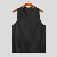 New American Style Fashion Men Tops Popular Vacation Hollow Out Mesh Vests Sexy Casual Sleeveless Tank Tops S-2XL 2025 Summer