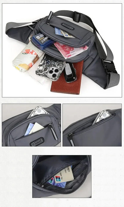 Men Canvas Waist Pack Anti Theft Running Waist Bag