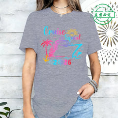 Cruise Squad 2026 Print Tee Shirts Family Birthday Cruise Women's Harajuku T-shirt Short Sleeve Female Clothing Street Tee Tops